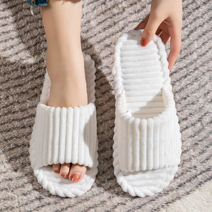 Open pantoffels met gestreept design en zachte zool – VELTANO - Glamorix