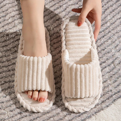 Open pantoffels met gestreept design en zachte zool – VELTANO - Glamorix