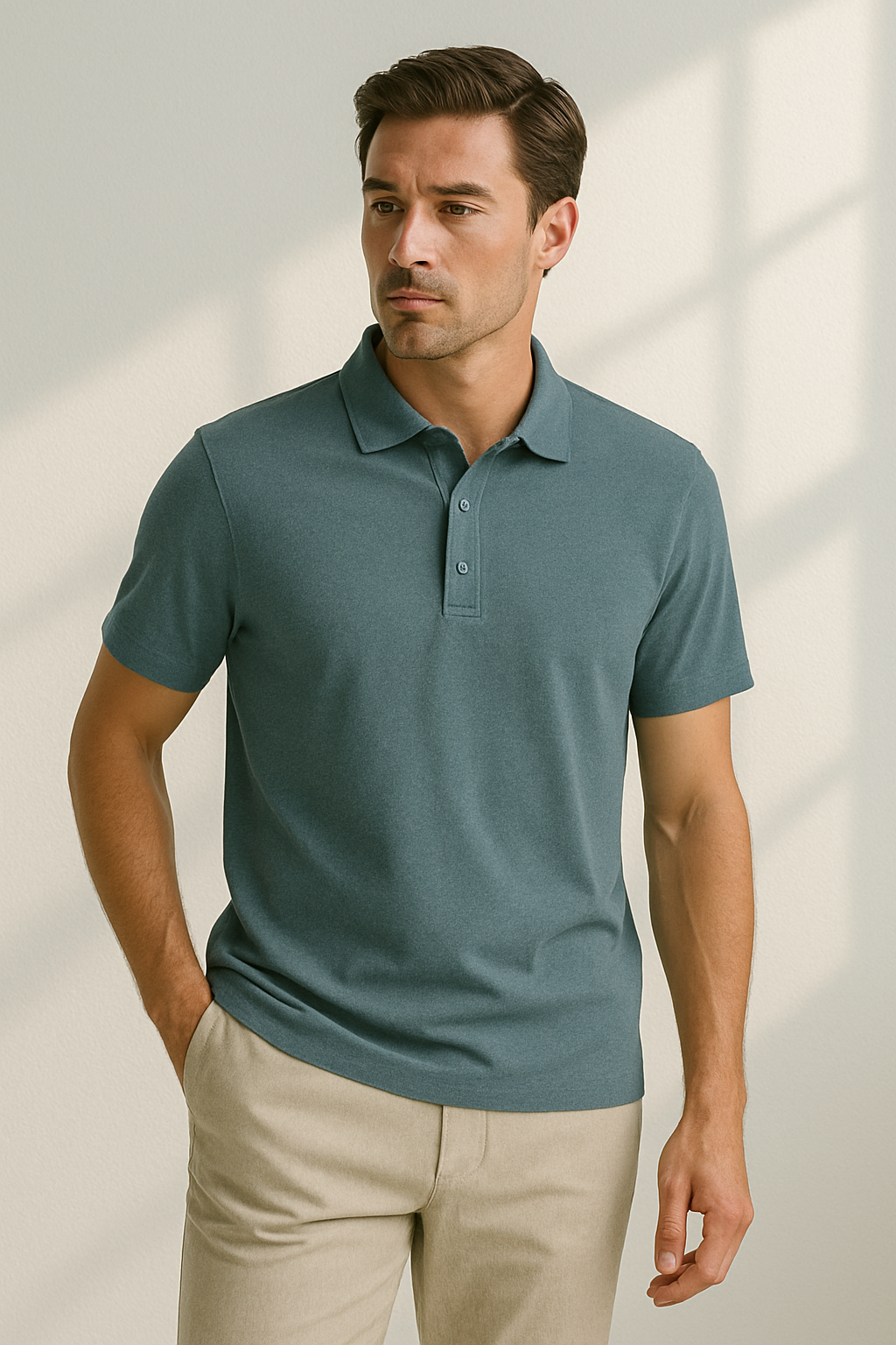 Stijlvolle herenpolo met korte mouwen en moderne afwerking – LUCENTO - Glamorix