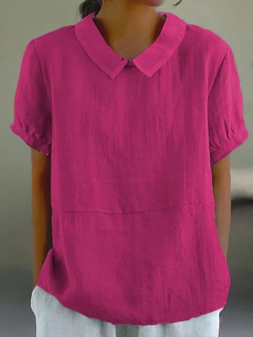 Lichte dames blouse met ronde hals en korte mouwen – ELIORA BLOOM - Glamorix