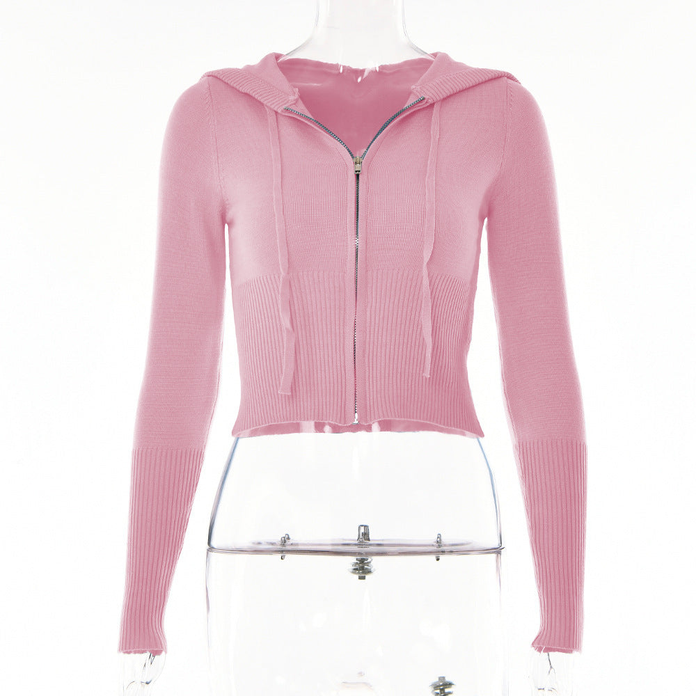 Gebreide Set – Ritsvest Met Capuchon En Hoge Taille Broek - Glamorix