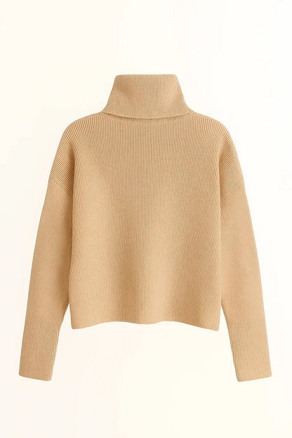 Gebreide Trui – Colkraag & Knoopdetail Mouwen - Glamorix