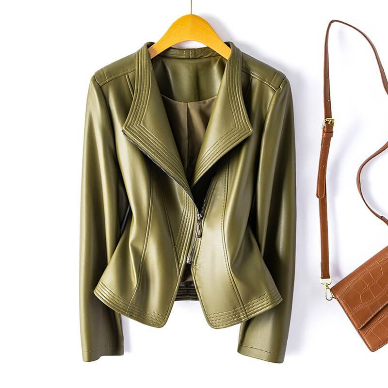 ELLENA – Dames leren jas met tijdloze pasvorm en stoere look - Glamorix
