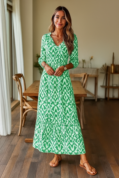 Luchtige dames zomerjurk met V-hals en halve mouwen – SOLENA BREEZE - Glamorix