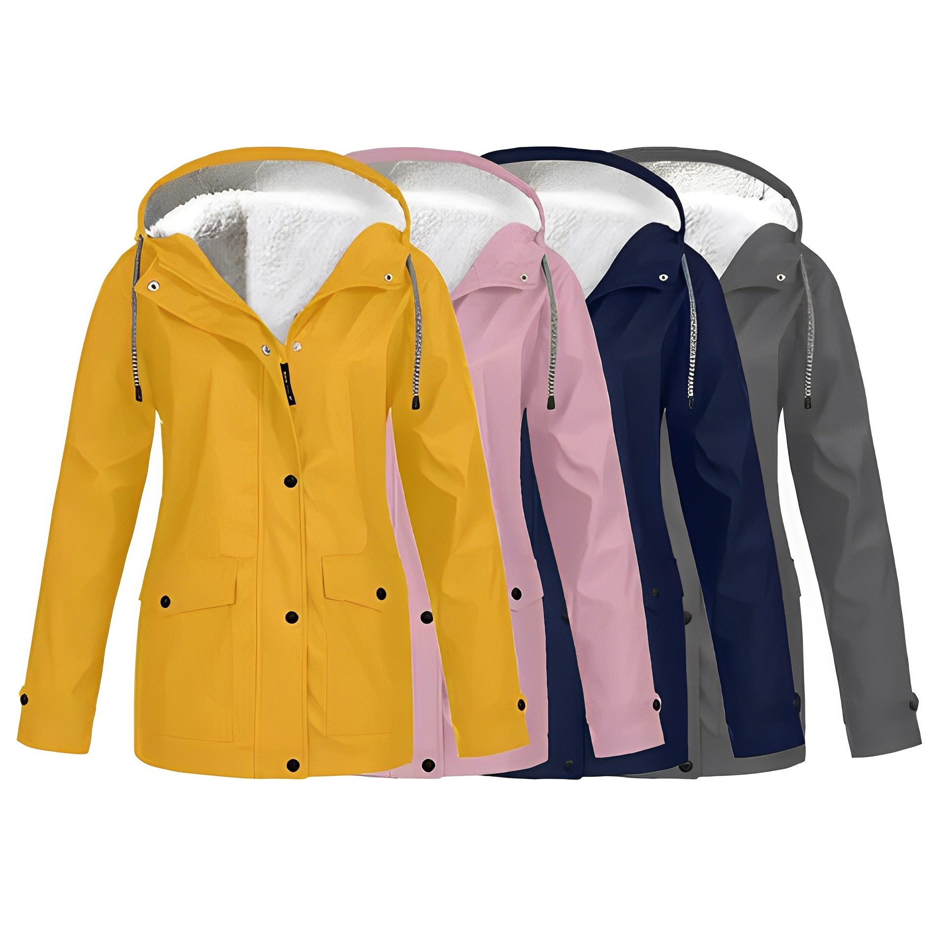 Regenjas met fleecevoering voor dames, duurzame polyesterstof biedt comfort en warmte, waterafstotend – NEOVARA - Glamorix