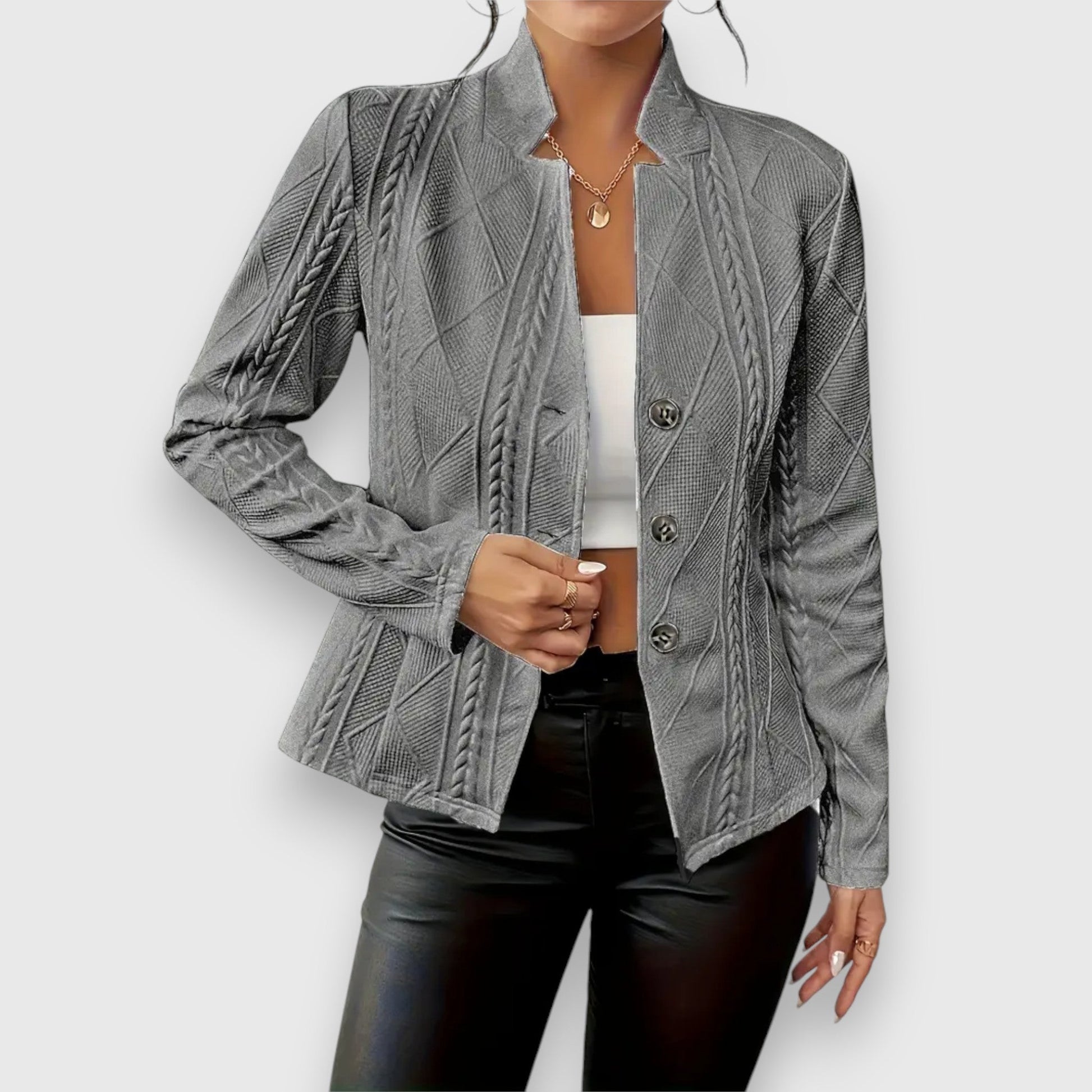 Getailleerde damesblazer met structuur en elegante snit – SERENA FORME - Glamorix