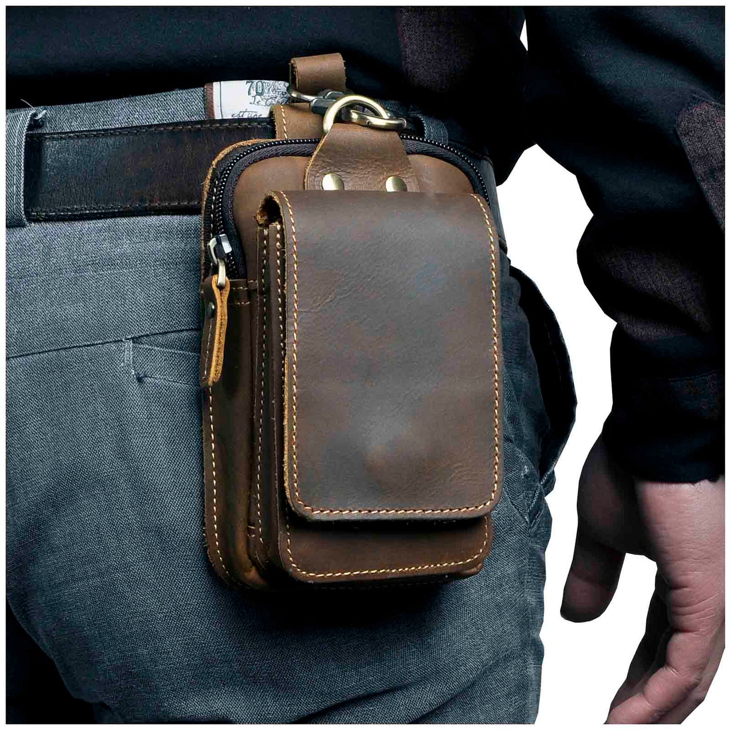 Stoere leren heren heuptas – Veyron LeatherBeltBag - Glamorix