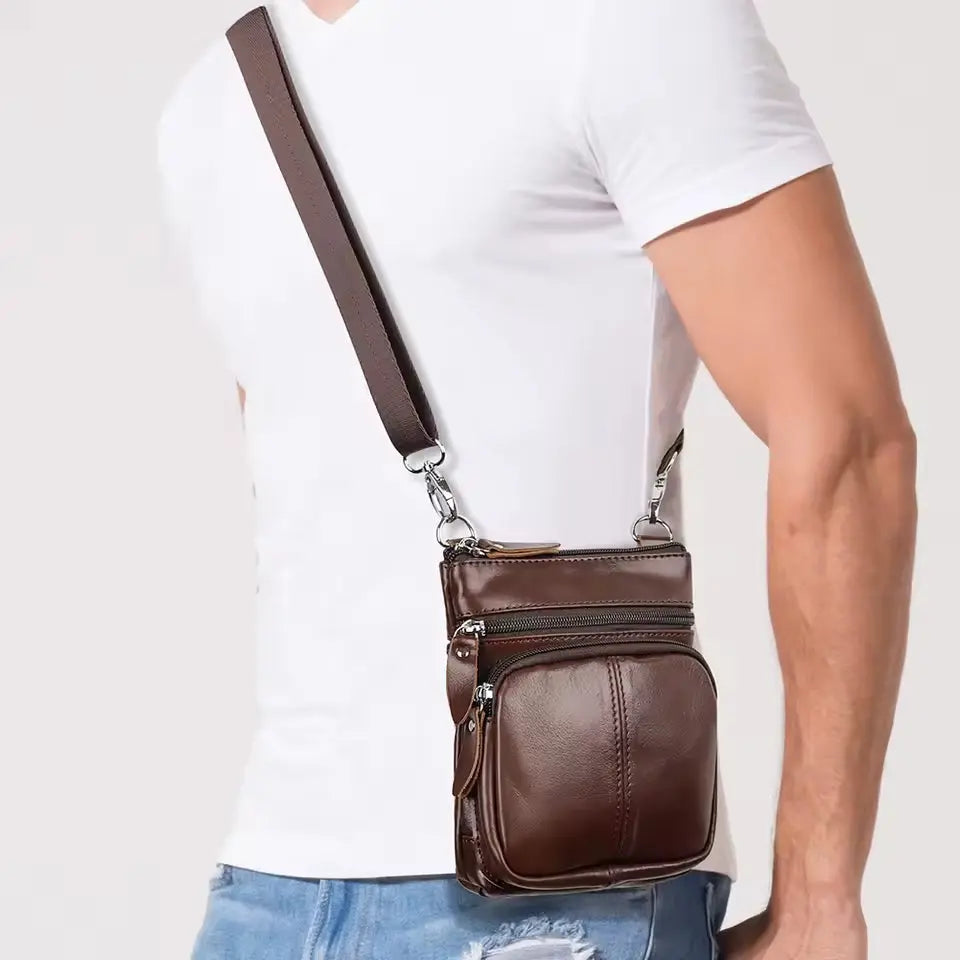 Leren heren crossbodytas met meerdere vakken – VARENO - Glamorix