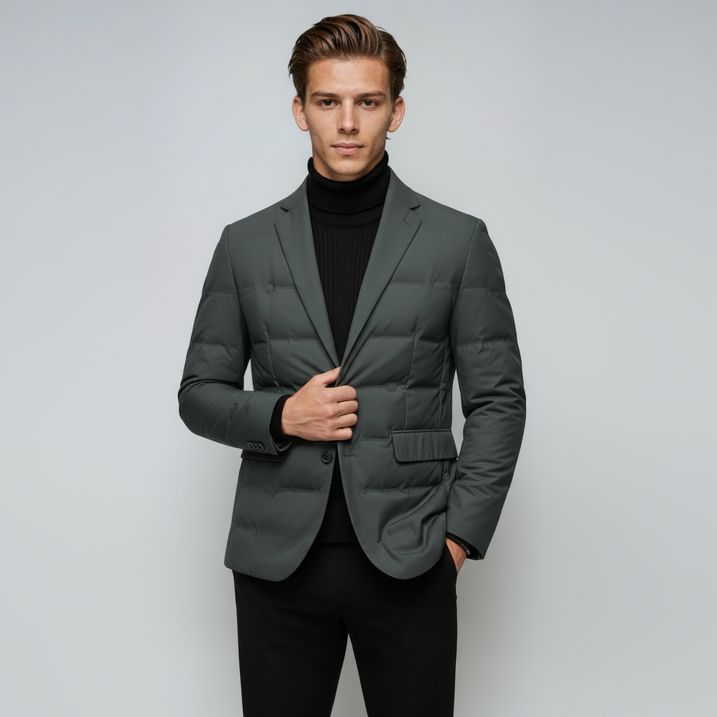 Heren Winterjas Kort | Gewatteerd Met Knoopsluiting - Glamorix