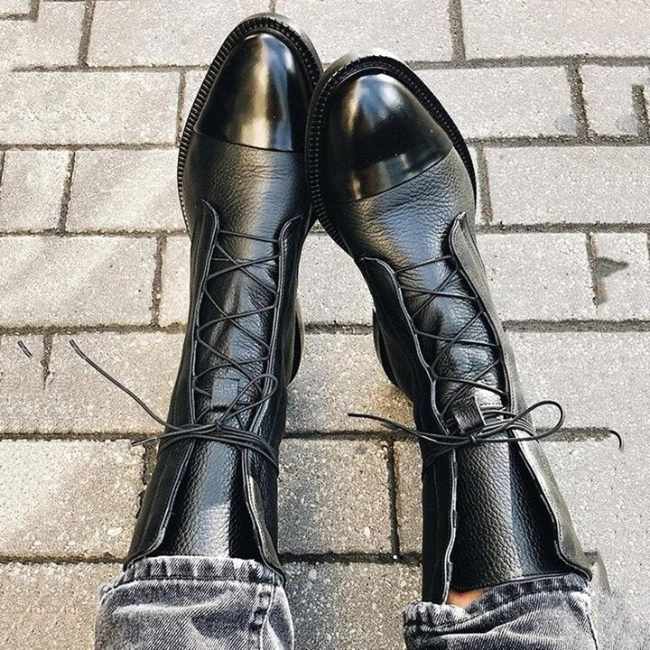 SOFIA - Leren dameslaarzen met veters en tijdloze elegantie