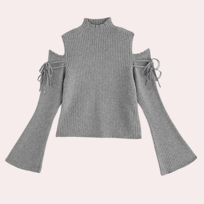 SOPHIA - Chique geribde trui met cold-shoulder design