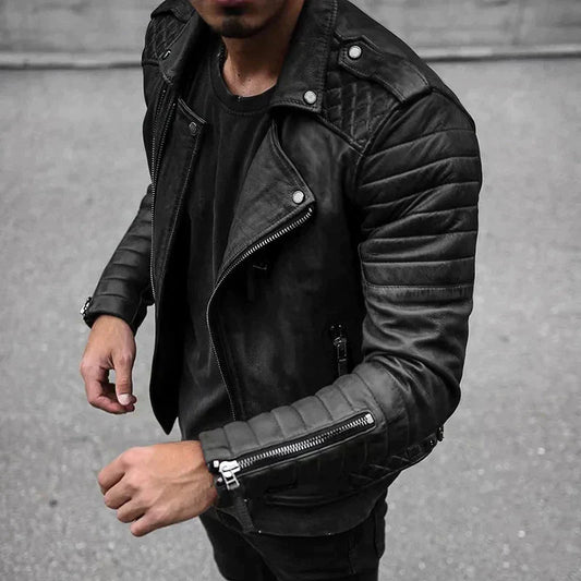 ROMAN - Chaqueta biker de cuero elegante para hombre - Glamorix
