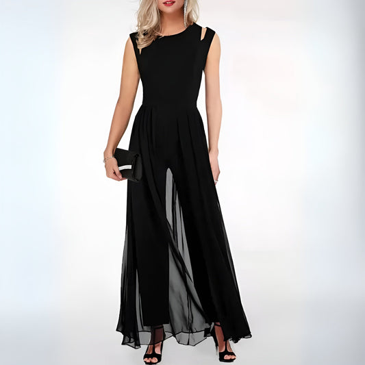 Elegante mouwloze avondjurk met cut-out schouders – SERENA NOIR - Glamorix