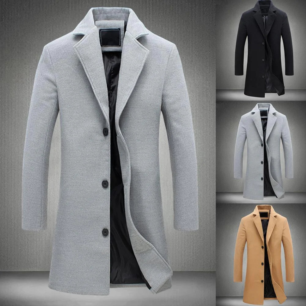 VINCENT - Lange winterjas met knoopsluiting voor heren