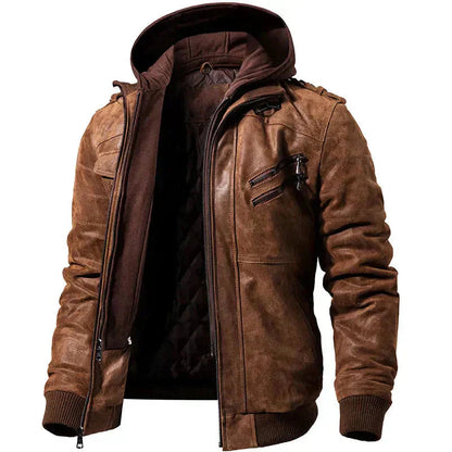 RAGNAR - Chaqueta robusta con capucha y bolsillos con cremallera para hombre - Glamorix