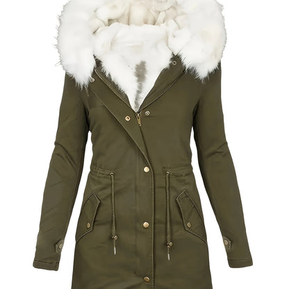 Halflange jas met fleece voering en capuchon – NEVONIX - Glamorix
