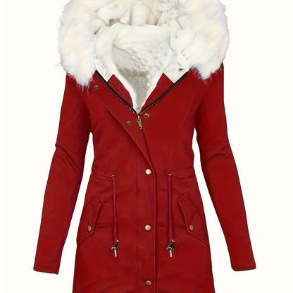 Halflange jas met fleece voering en capuchon – NEVONIX - Glamorix
