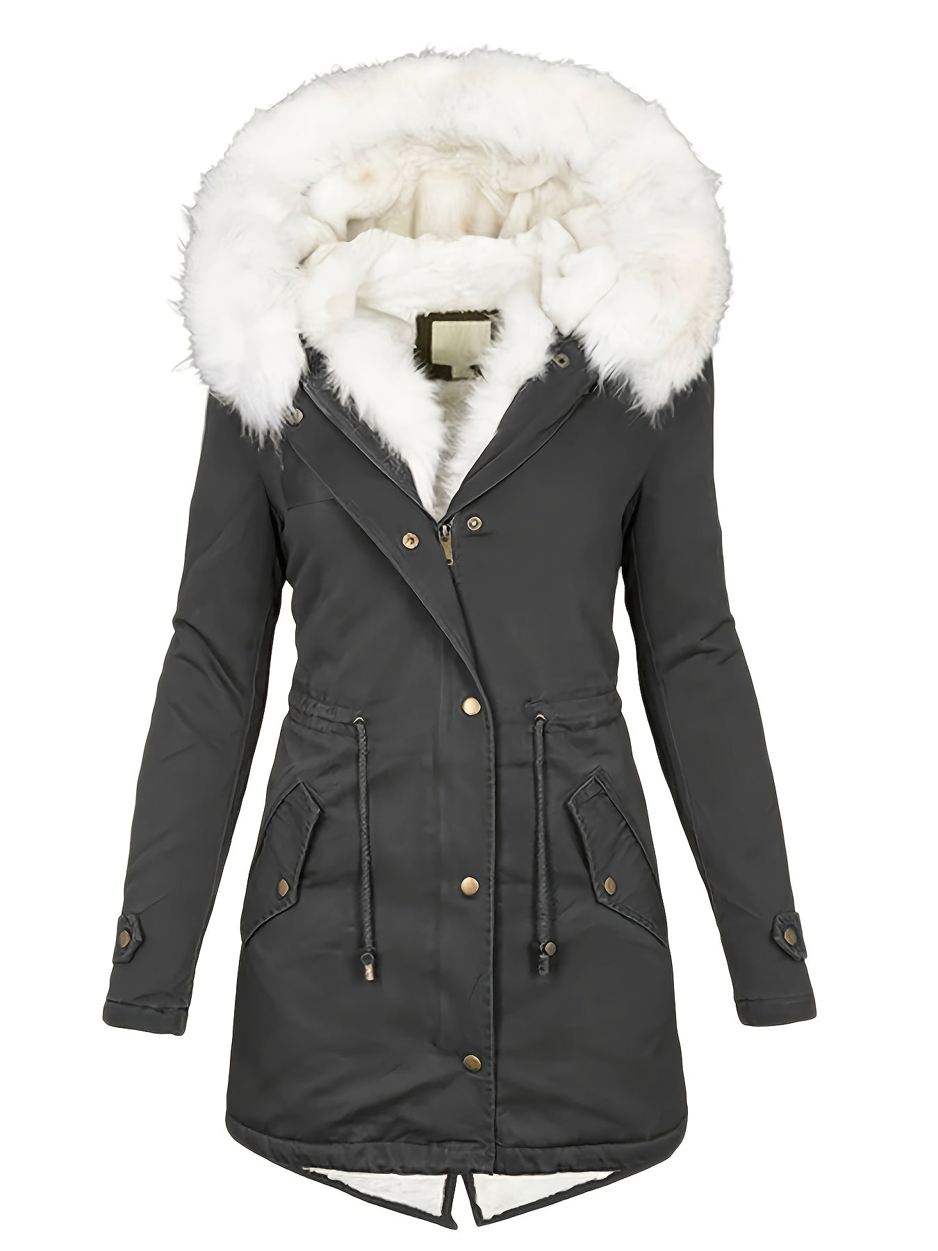 Halflange jas met fleece voering en capuchon – NEVONIX - Glamorix