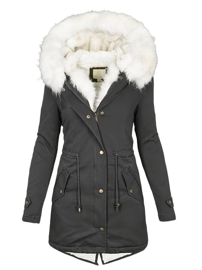 Halflange jas met fleece voering en capuchon – NEVONIX - Glamorix