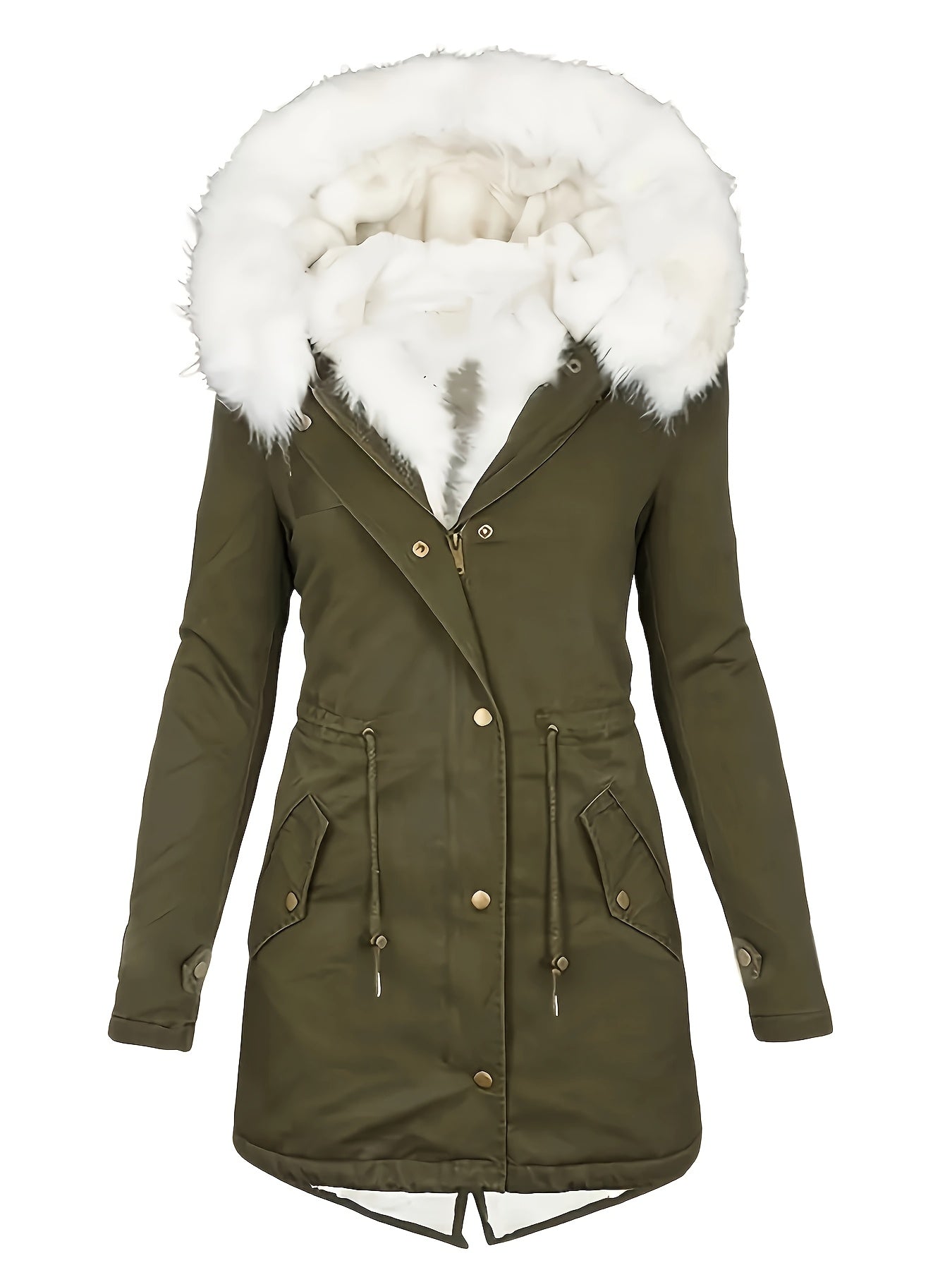 Halflange jas met fleece voering en capuchon – NEVONIX - Glamorix