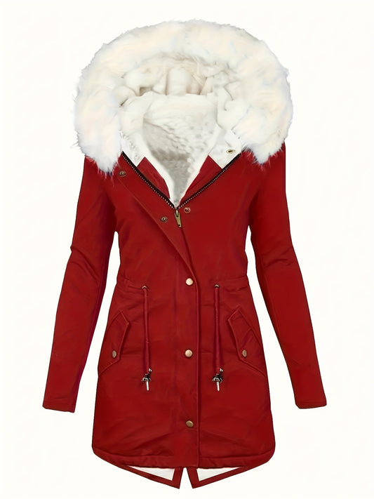 Halflange jas met fleece voering en capuchon – NEVONIX - Glamorix