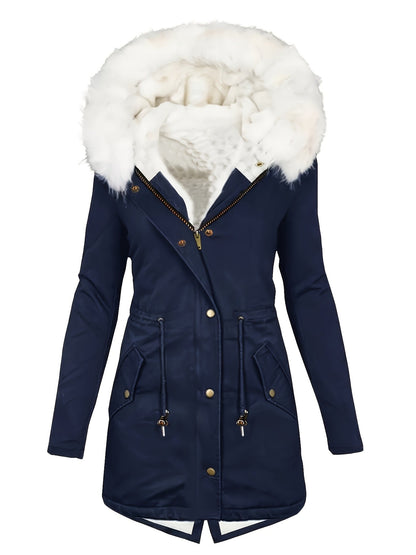 Halflange jas met fleece voering en capuchon – NEVONIX - Glamorix