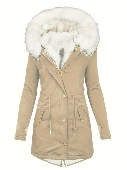 Halflange jas met fleecevoering en capuchon – FROSTWEAR - Glamorix