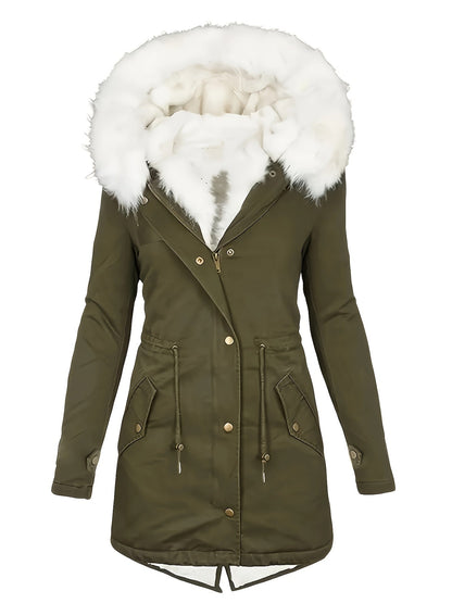 Halflange jas met fleecevoering en capuchon – FROSTWEAR - Glamorix