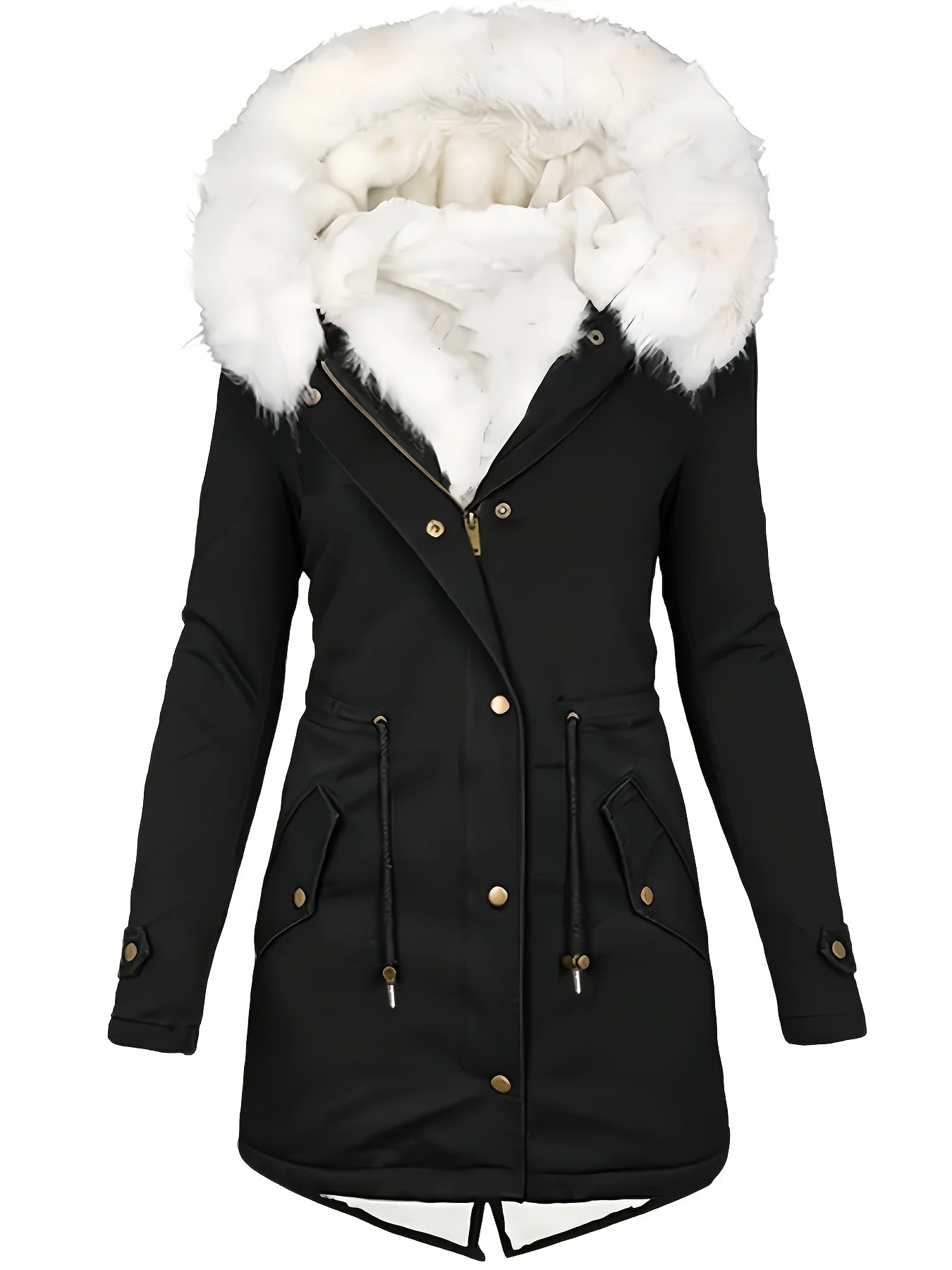 Halflange jas met fleecevoering en capuchon – FROSTWEAR - Glamorix