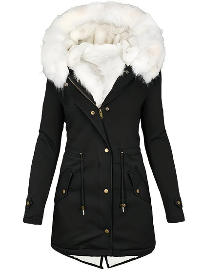 Halflange jas met fleecevoering en capuchon – FROSTWEAR - Glamorix