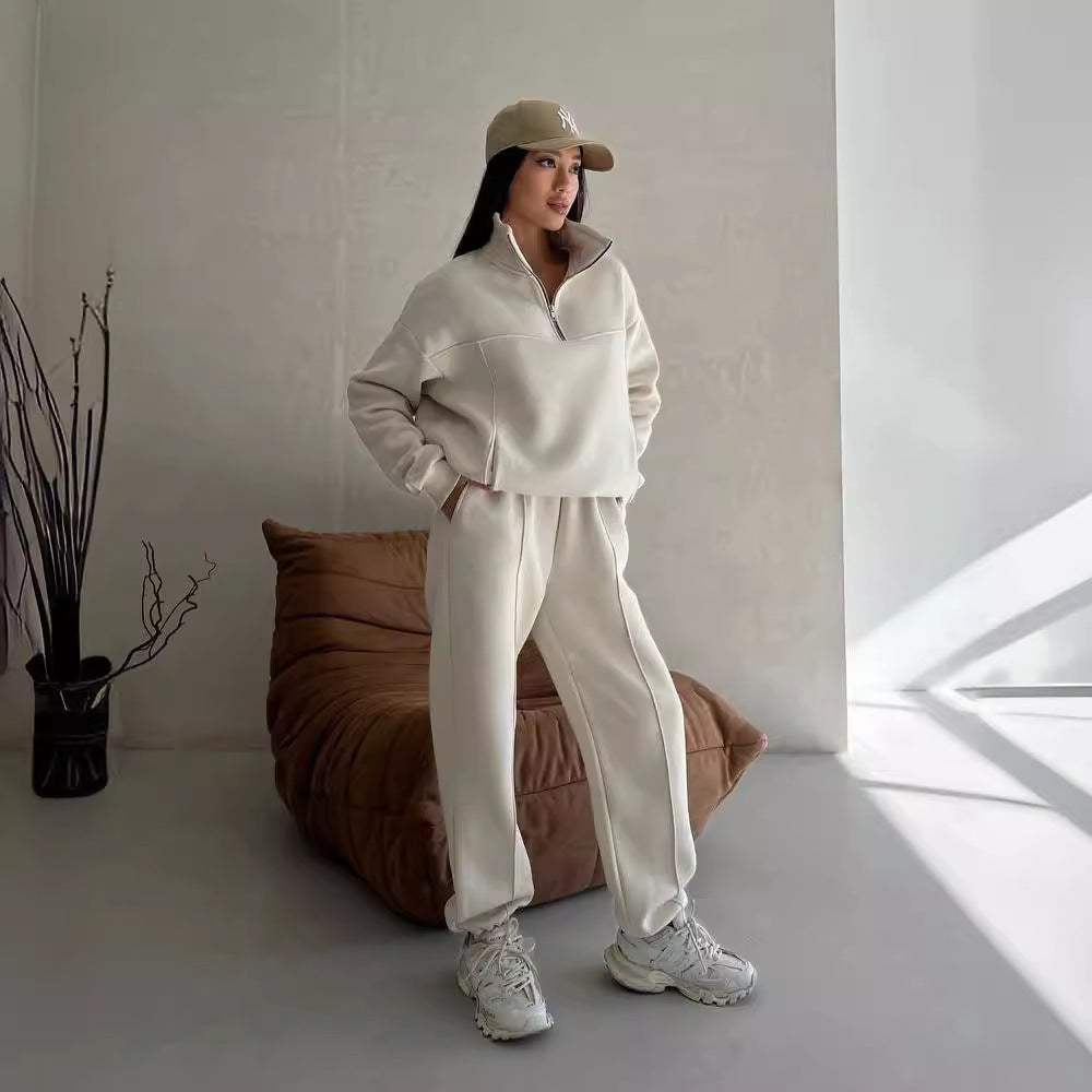 Joggingpak met contrasterende jas en bijpassende broek, comfortabel en ideaal voor dagelijks gebruik – MORVIX - Glamorix