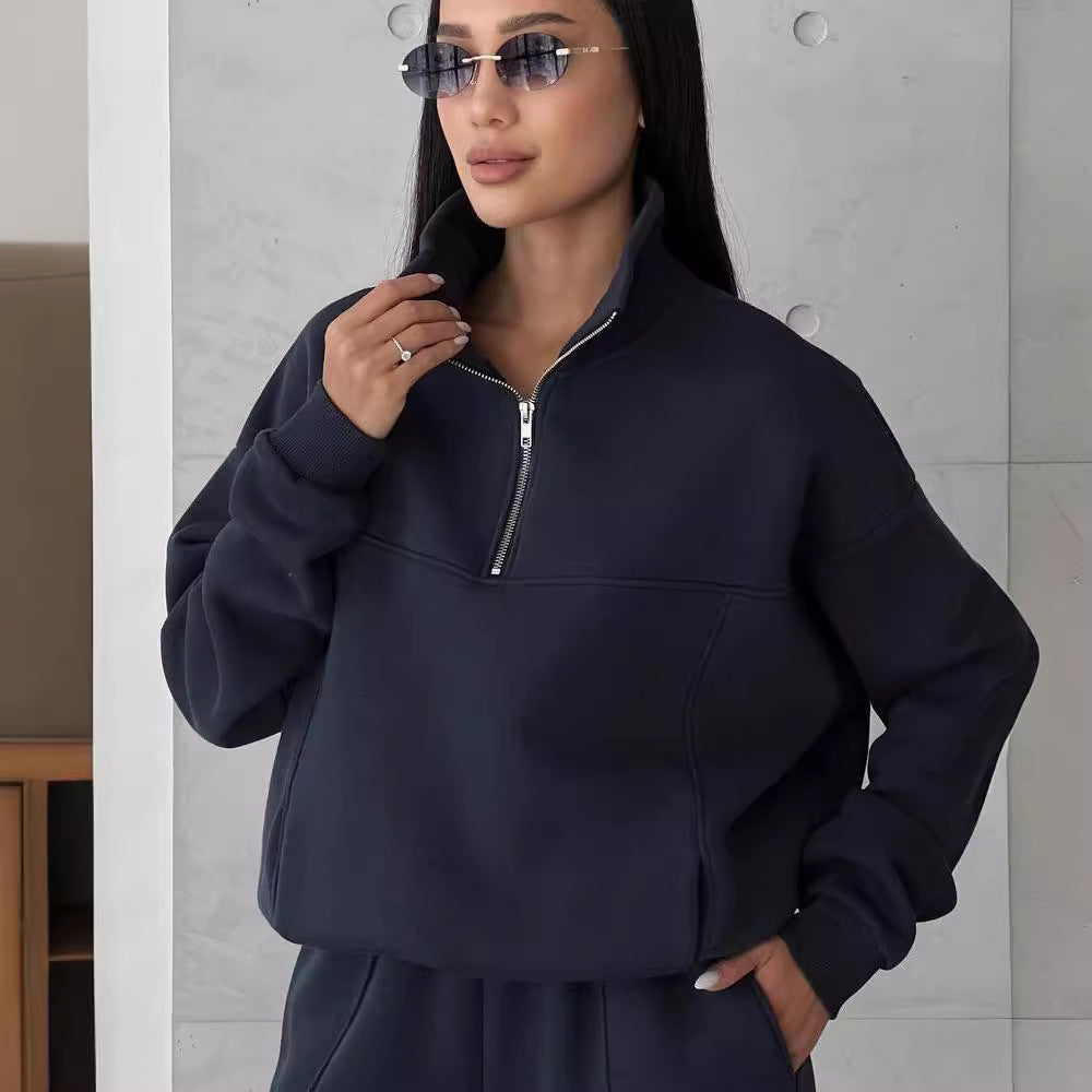Joggingpak met contrasterende jas en bijpassende broek, comfortabel en ideaal voor dagelijks gebruik – MORVIX - Glamorix