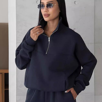 Joggingpak met contrasterende jas en bijpassende broek, comfortabel en ideaal voor dagelijks gebruik – MORVIX - Glamorix