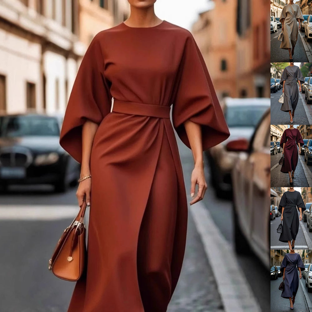 Jurk – Gestructureerde Voorkant & Lang Model - Glamorix
