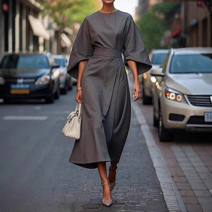 Jurk – Gestructureerde Voorkant & Lang Model - Glamorix