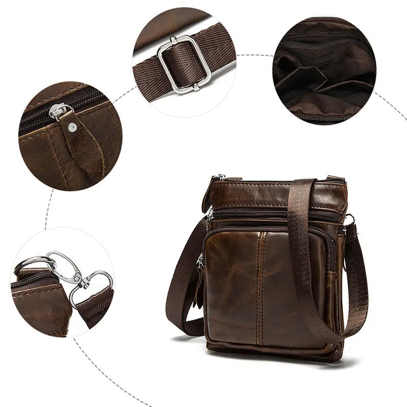 Leren heren crossbodytas met meerdere vakken – VARENO - Glamorix