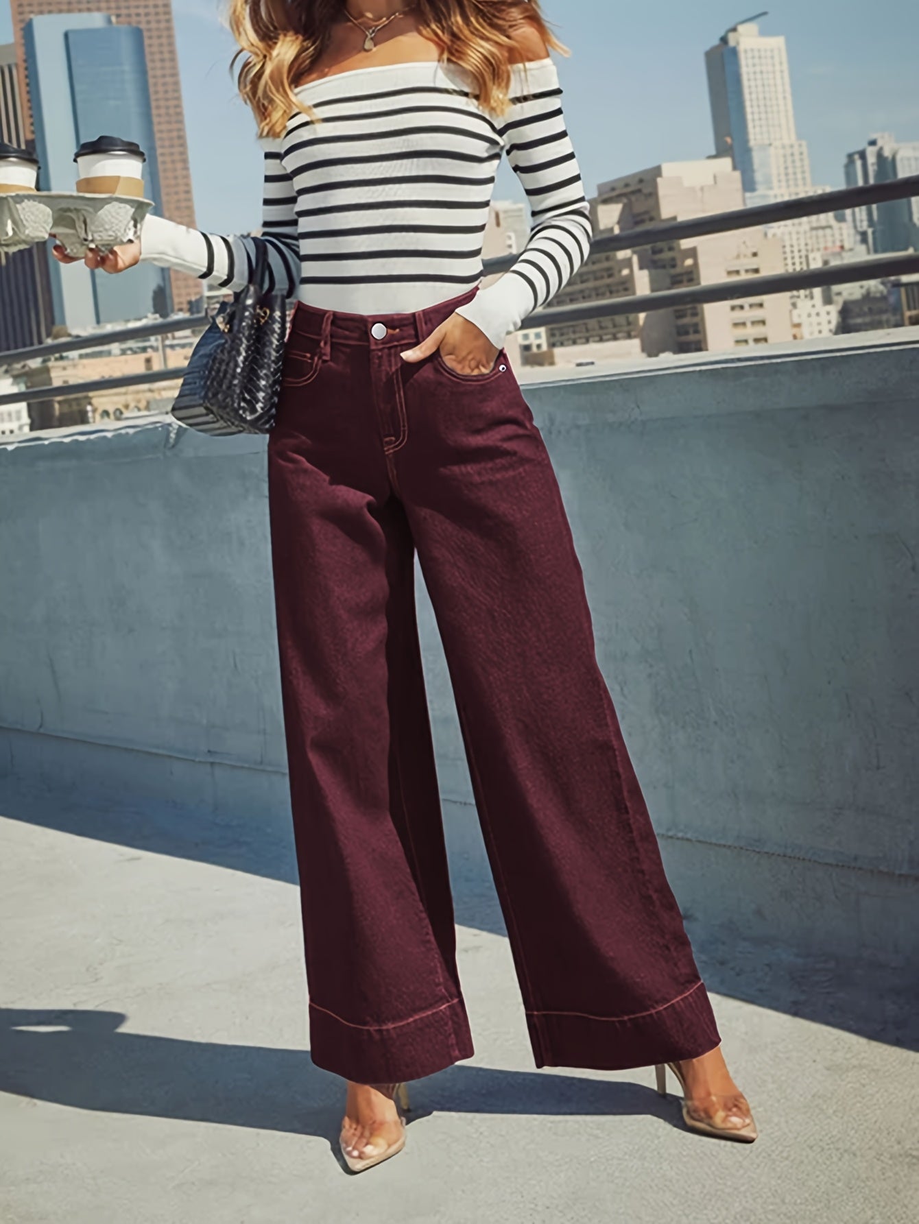 Een wijde katoenmix jeansbroek voor dames – DENIMEX - Glamorix