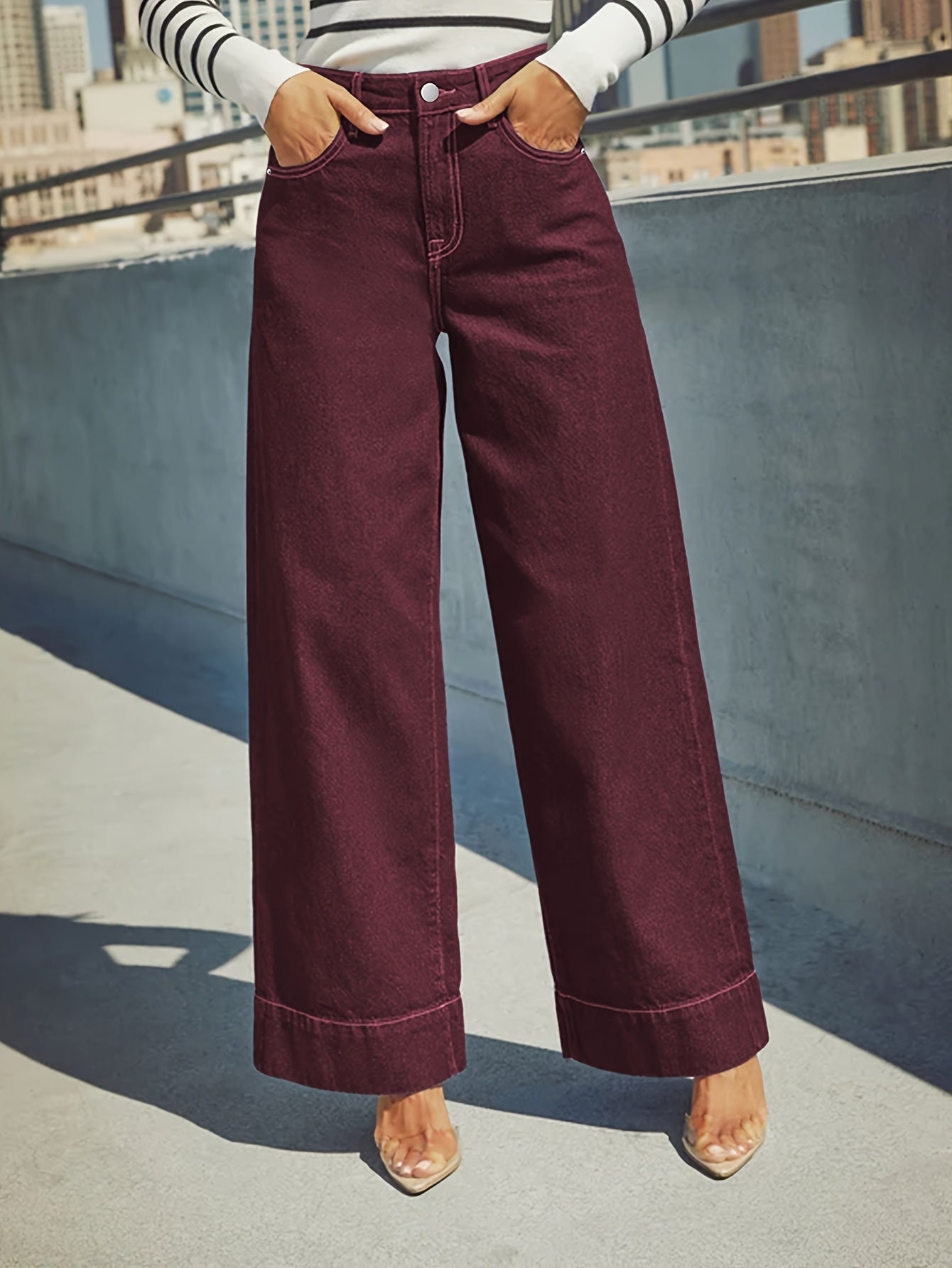 Een wijde katoenmix jeansbroek voor dames – DENIMEX - Glamorix