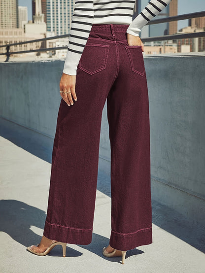 Een wijde katoenmix jeansbroek voor dames – DENIMEX - Glamorix
