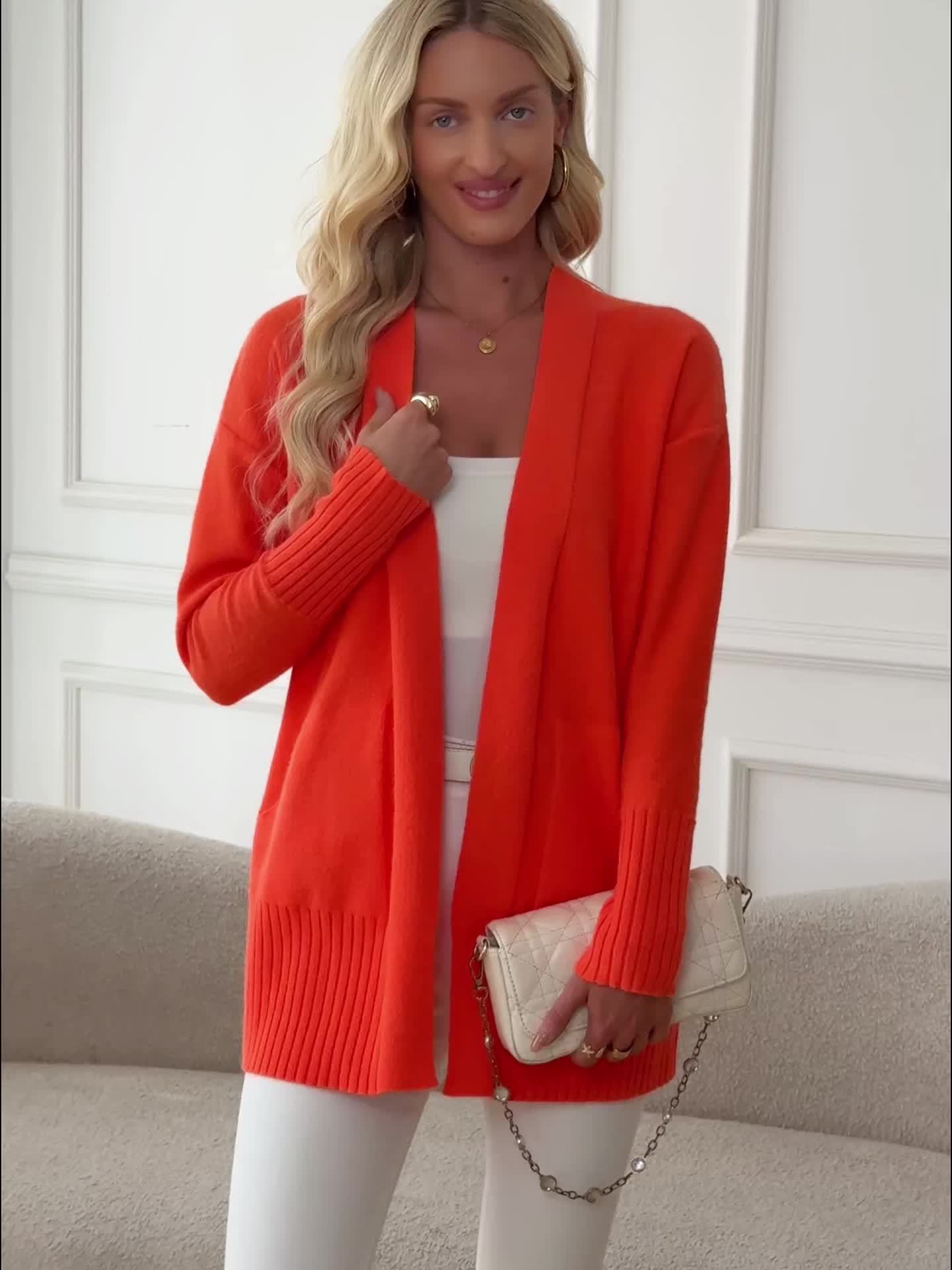 Katoenmix Trui-Cardigan – V Hals & Losse Pasvorm Warmte - Glamorix