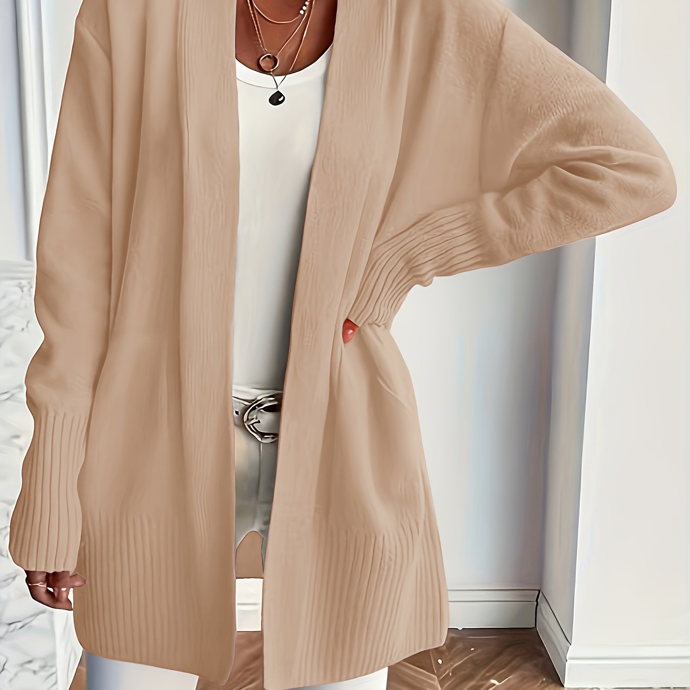 Katoenmix Trui-Cardigan – V Hals & Losse Pasvorm Warmte - Glamorix