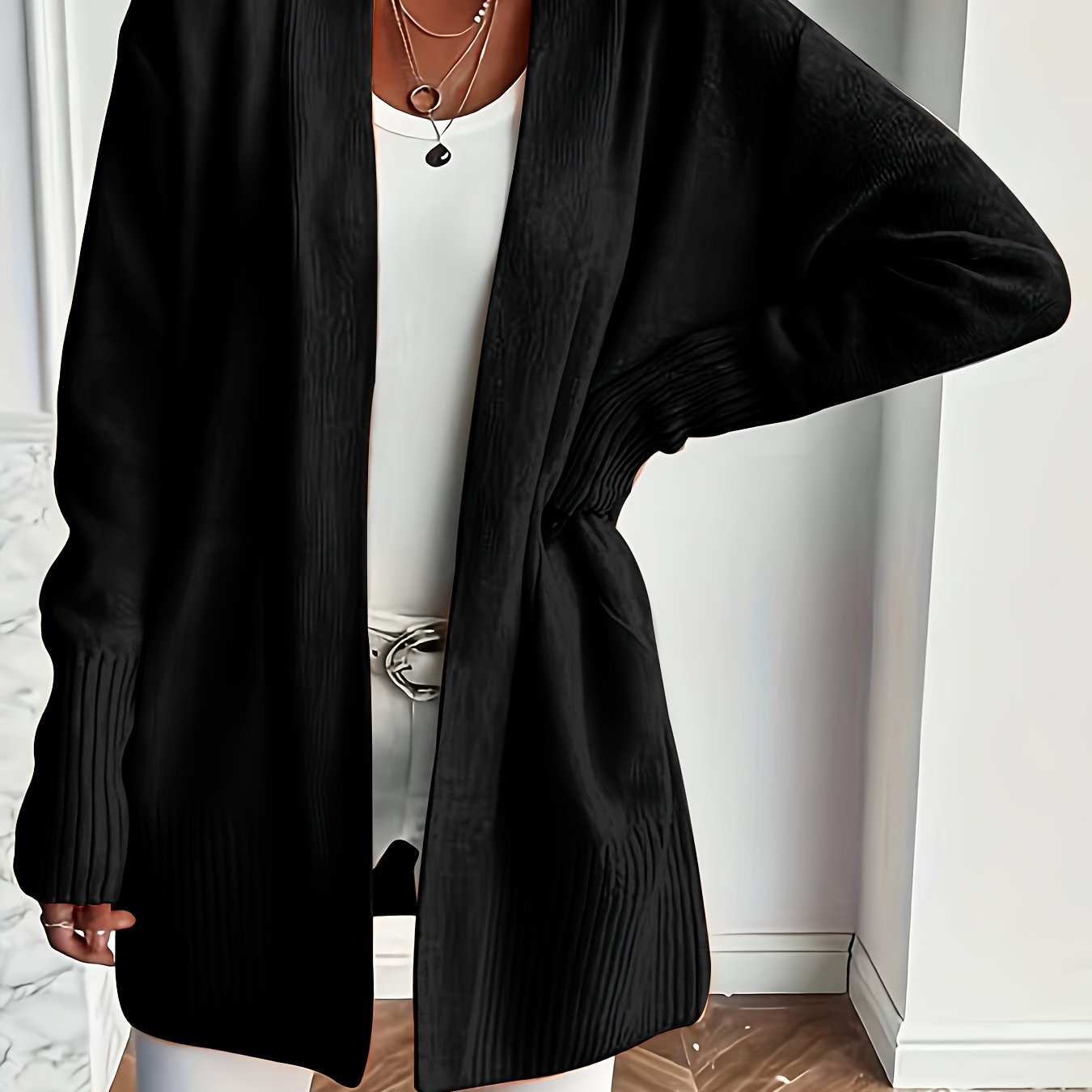 Katoenmix Trui-Cardigan – V Hals & Losse Pasvorm Warmte - Glamorix