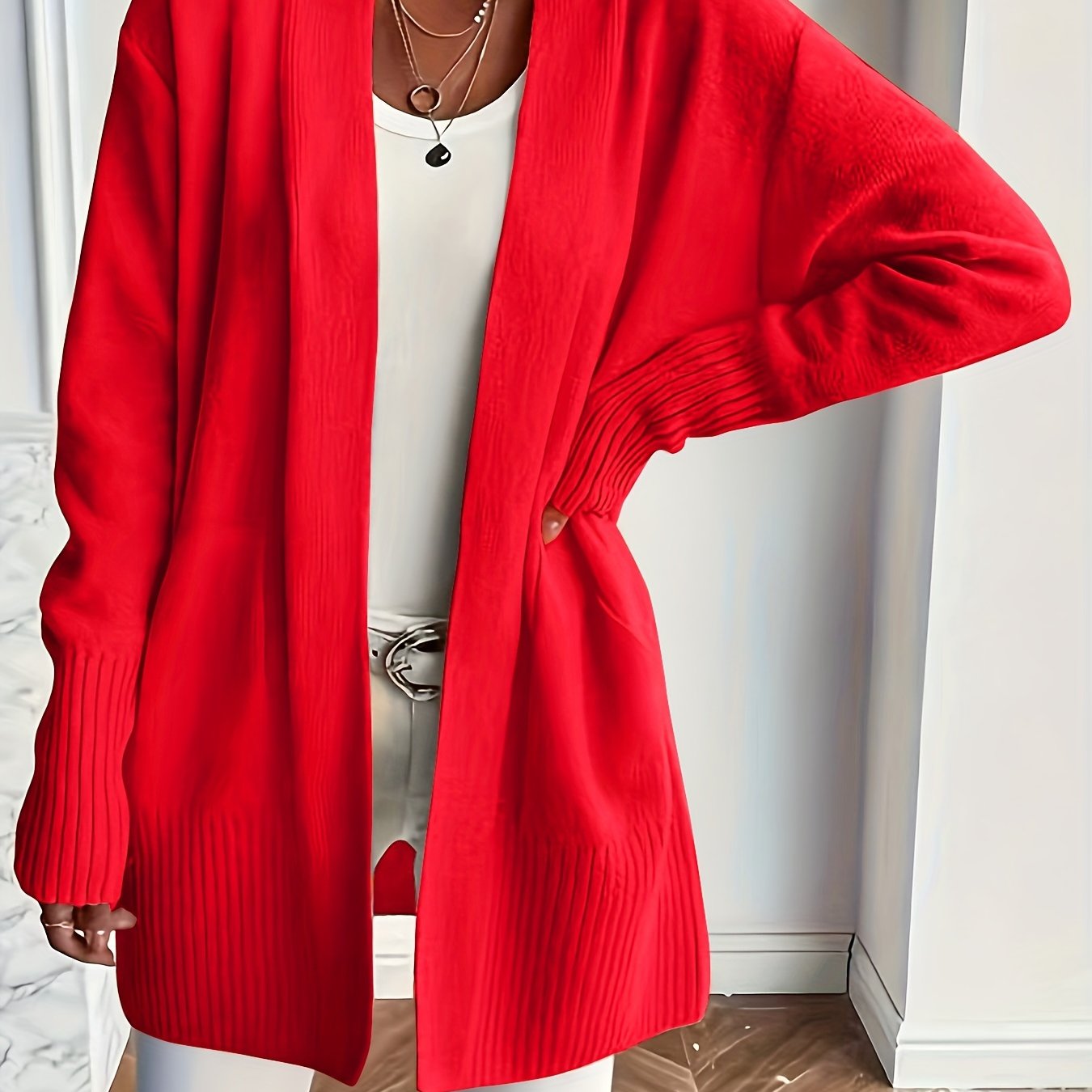 Katoenmix Trui-Cardigan – V Hals & Losse Pasvorm Warmte - Glamorix