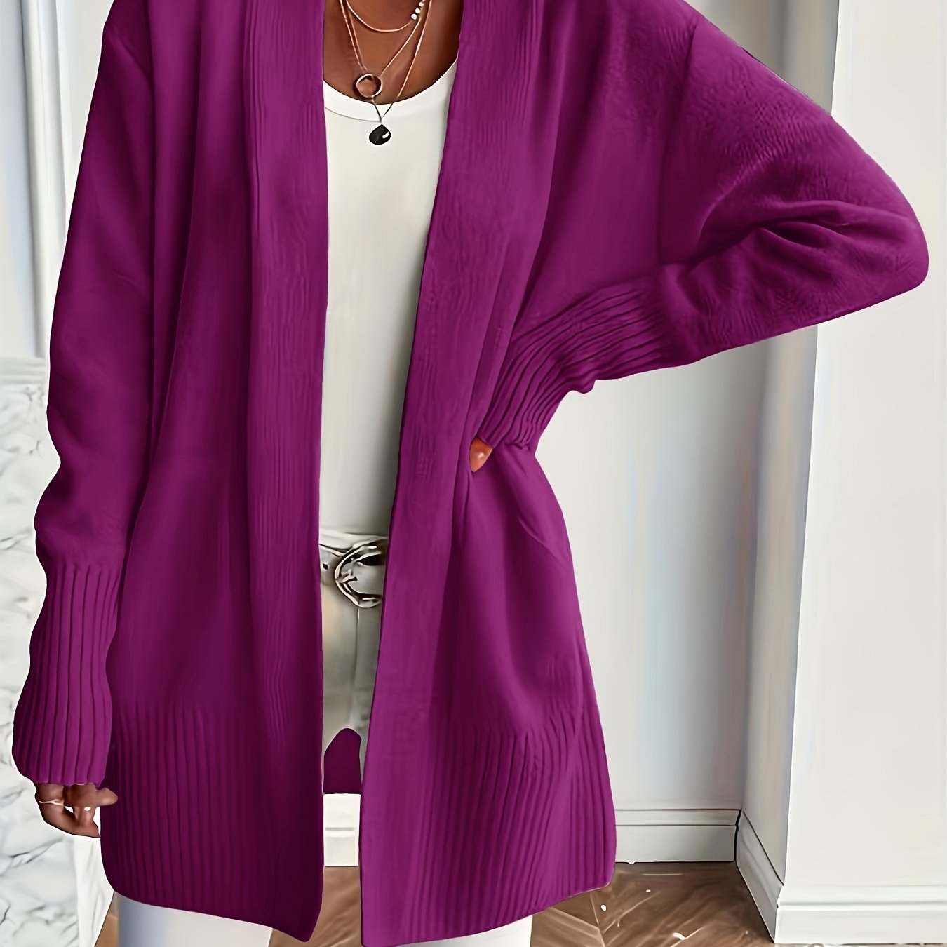Katoenmix Trui-Cardigan – V Hals & Losse Pasvorm Warmte - Glamorix
