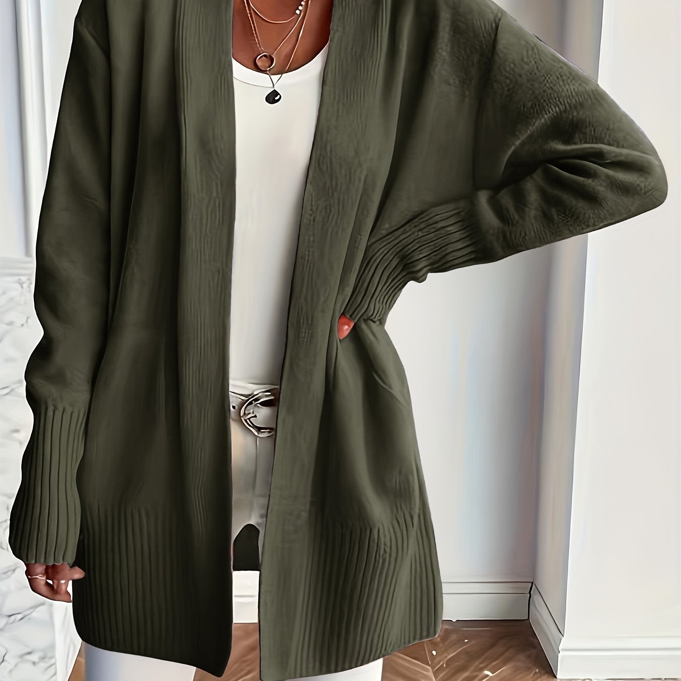 Katoenmix Trui-Cardigan – V Hals & Losse Pasvorm Warmte - Glamorix
