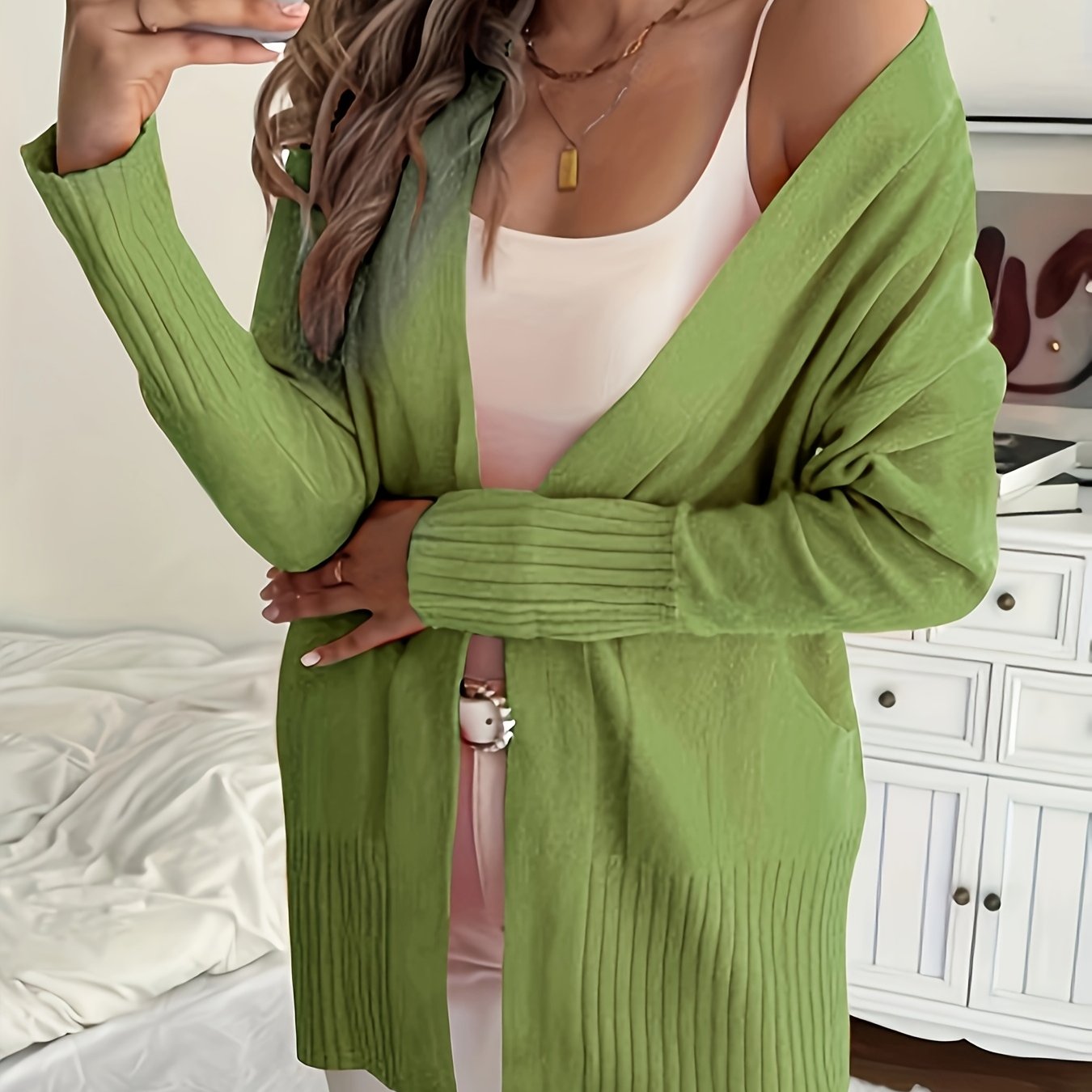 Katoenmix Trui-Cardigan – V Hals & Losse Pasvorm Warmte - Glamorix