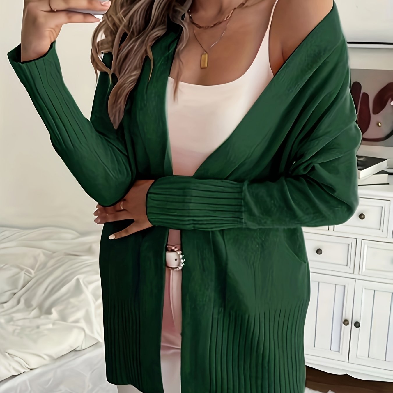Katoenmix Trui-Cardigan – V Hals & Losse Pasvorm Warmte - Glamorix