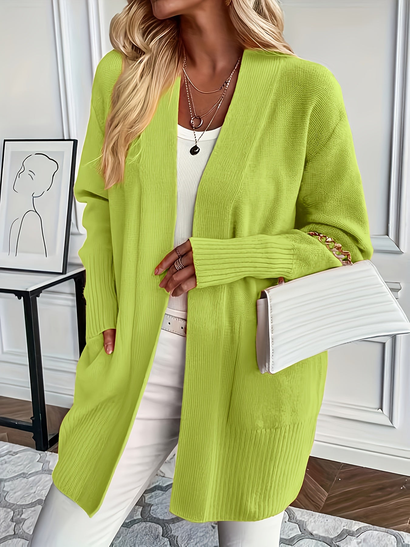 Katoenmix Trui-Cardigan – V Hals & Losse Pasvorm Warmte - Glamorix