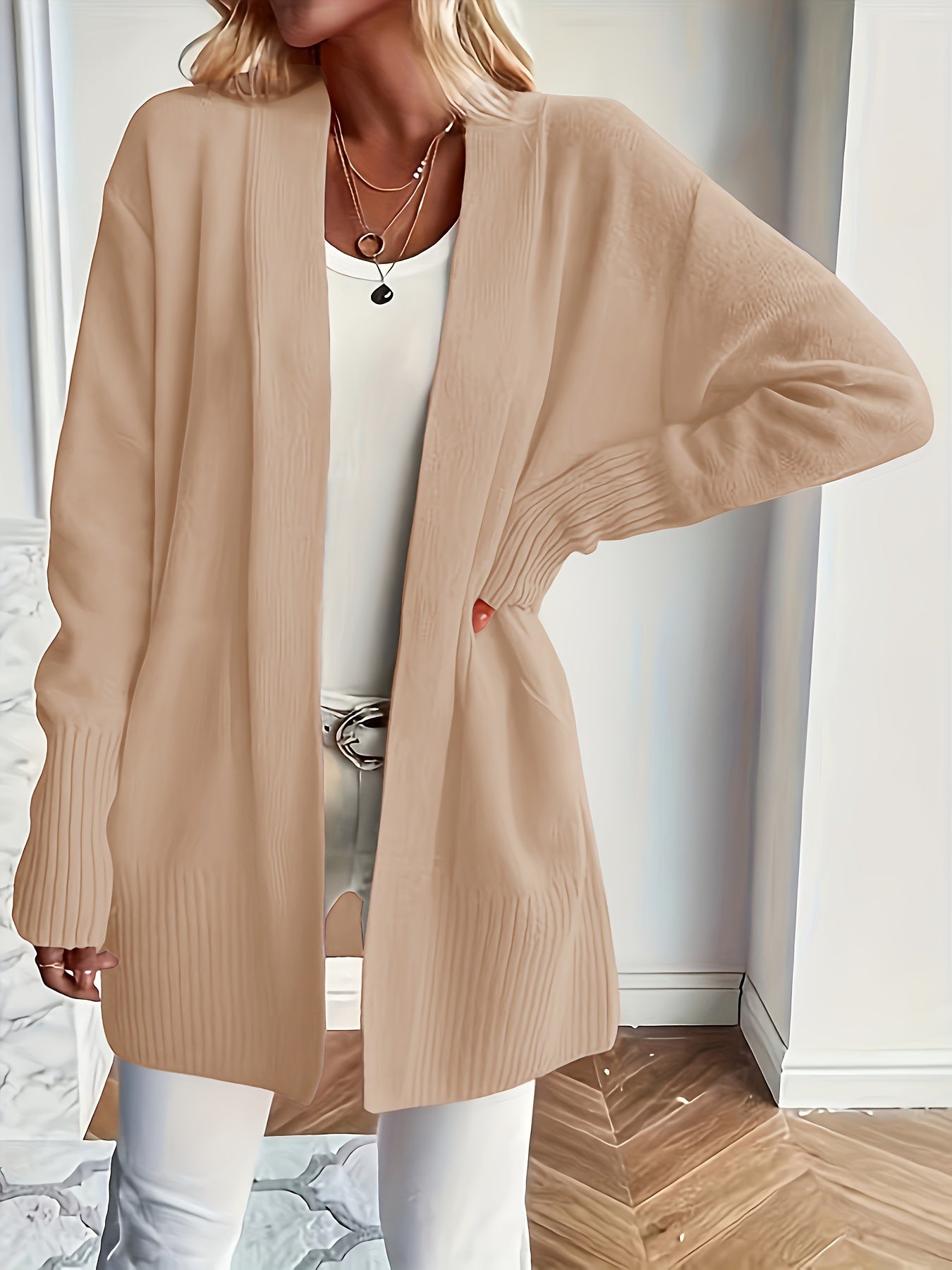 Katoenmix Trui-Cardigan – V Hals & Losse Pasvorm Warmte - Glamorix