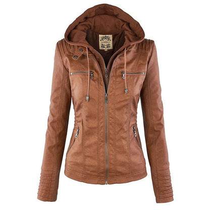 AURORA – Dames leren jas met capuchon en moderne pasvorm - Glamorix